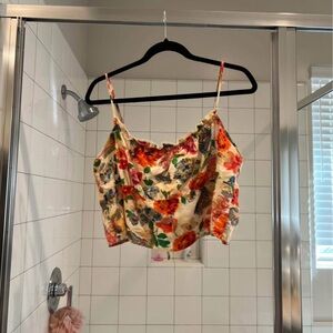 Floral Multicolor Women's Top open tie back